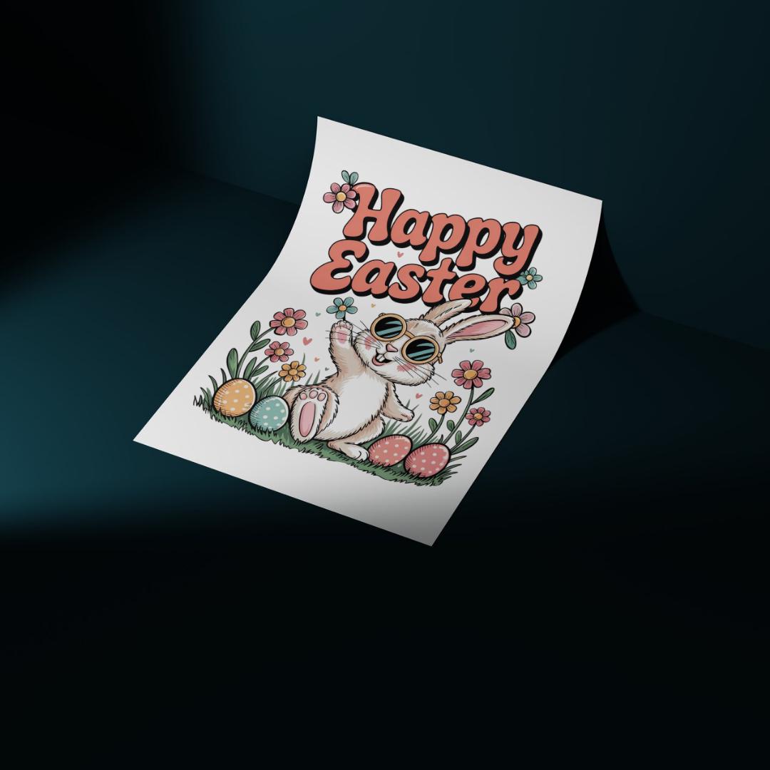 Retro Easter Bunny PNG: Vintage Sunglasses Design (Digital Download)