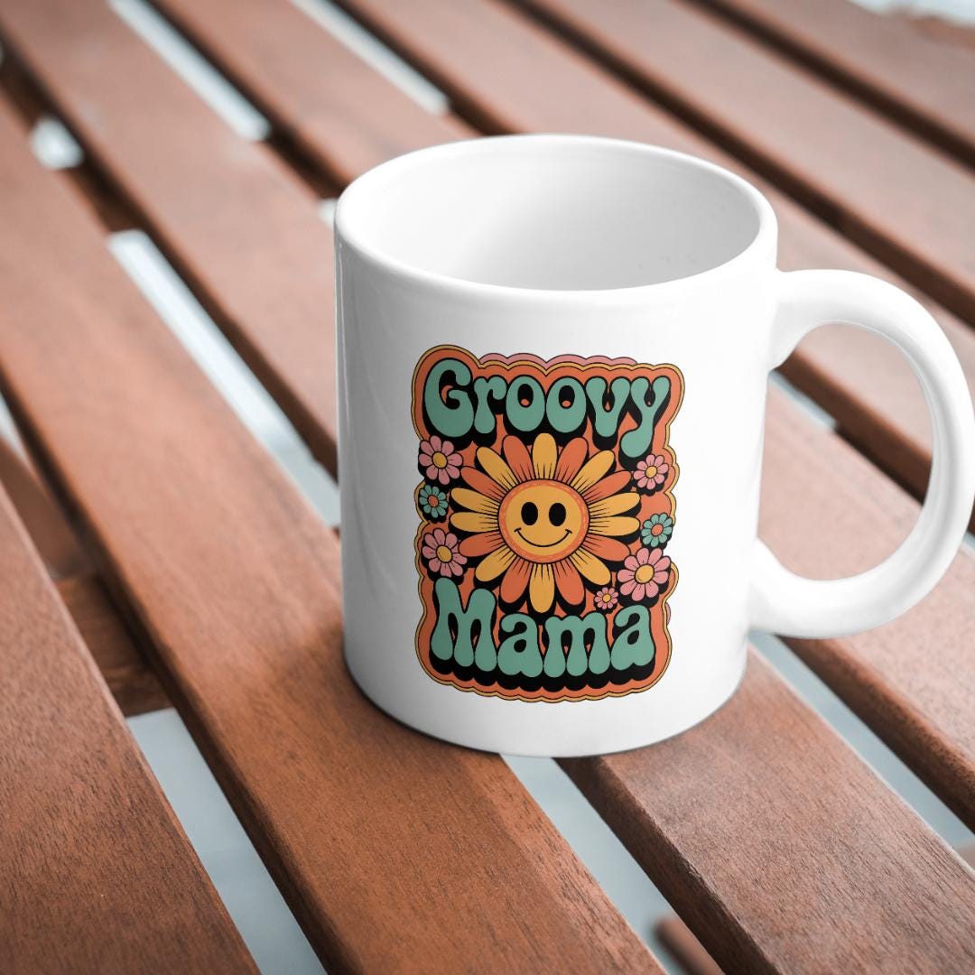 Groovy Mama T-Shirt Design: 70s Retro Flower Power PNG (Digital Download)