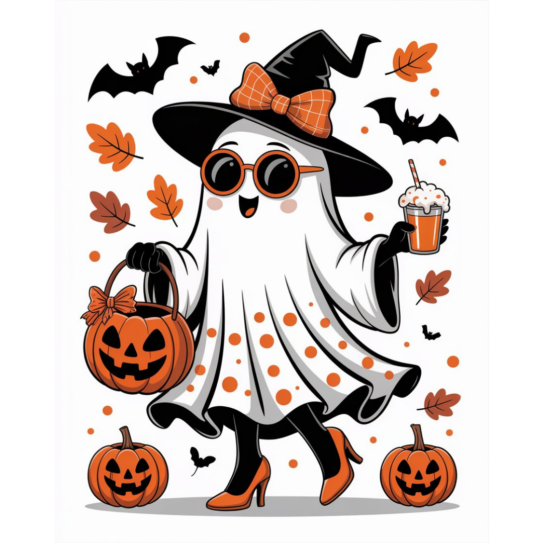 Six Cute & Stylish Halloween Ghost PNG Bundle  High-Resolution 300 DPI  Instant Digital Download