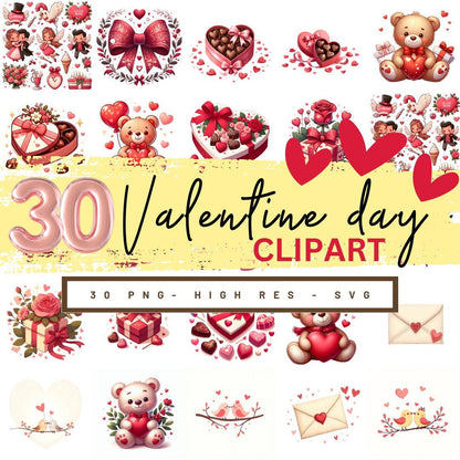 Valentine's Day Clipart: Whimsical PNG SVG Graphics (Digital Art)