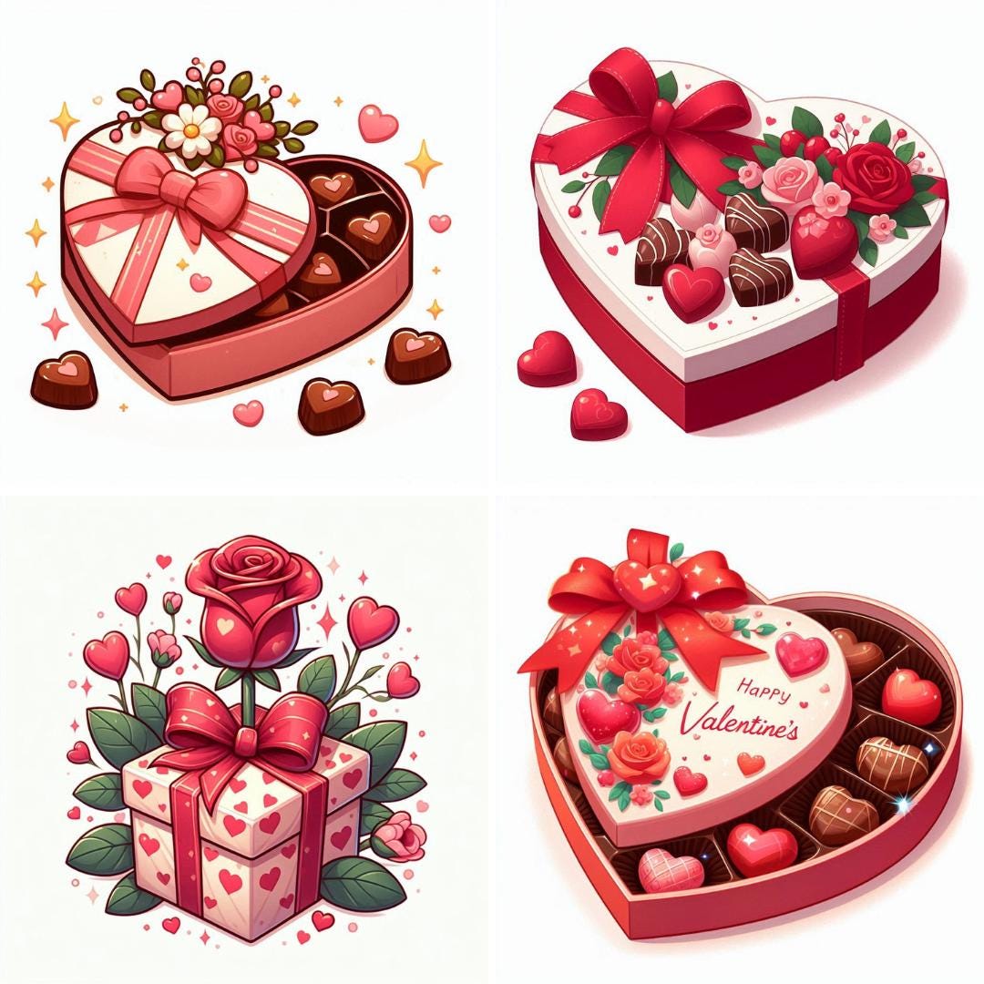 Valentine's Day Clipart: Whimsical PNG SVG Graphics (Digital Art)