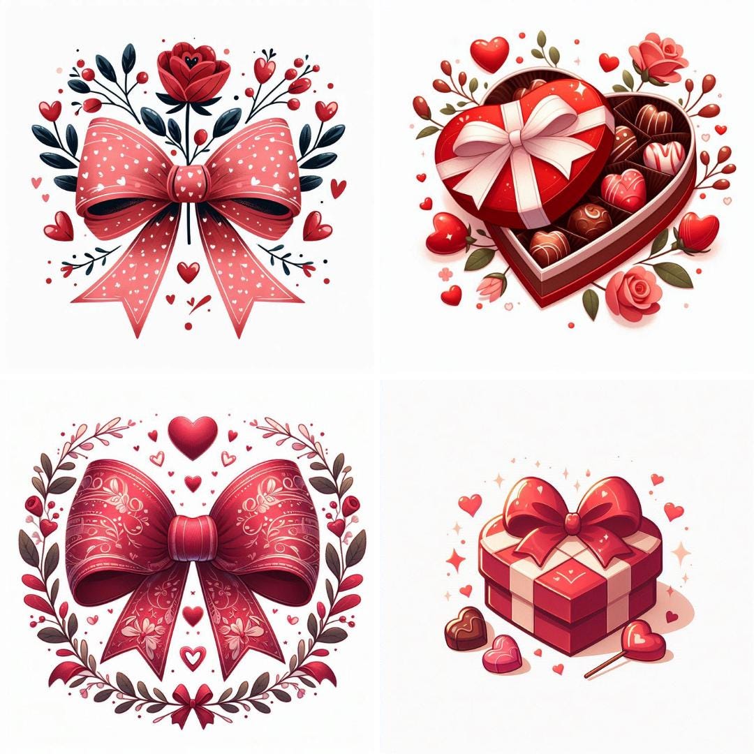 Valentine's Day Clipart: Whimsical PNG SVG Graphics (Digital Art)