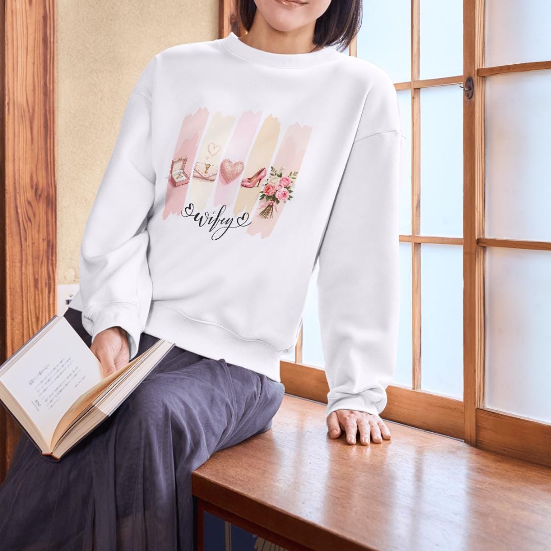 Wifey Sweatshirt PNG Design - Aesthetic Watercolor , Cute Wife Gift Idea, Bridal Shower Gift, Wedding Anniversary, Instant Digital Download