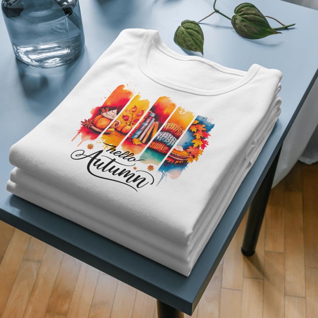 Hello Autumn T-shirt Design: Fall Graphic Art (Digital Download)