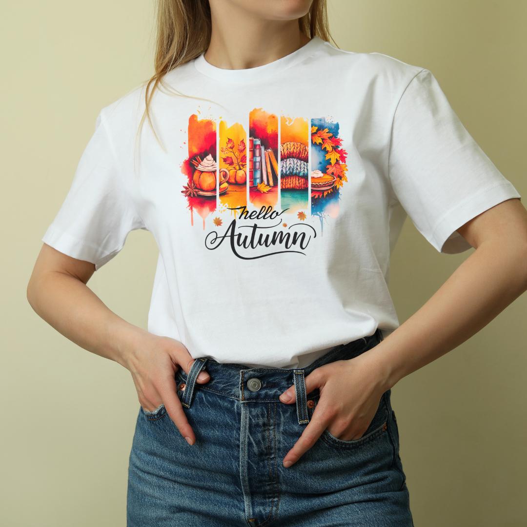 Hello Autumn T-shirt Design: Fall Graphic Art (Digital Download)