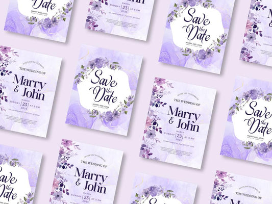 Purple Floral Wedding Invitation Template: Editable RSVP Card (Digital Download)