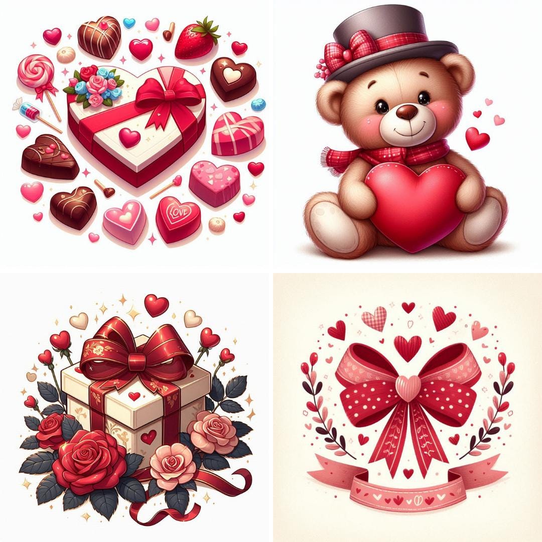 Valentine's Day Clipart: Whimsical PNG SVG Graphics (Digital Art)