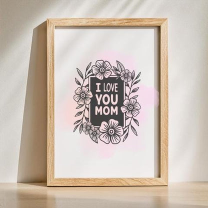 Elegant Floral Mother's Day Card: Black & White Watercolor (PNG, PDF, SVG Digital Download)