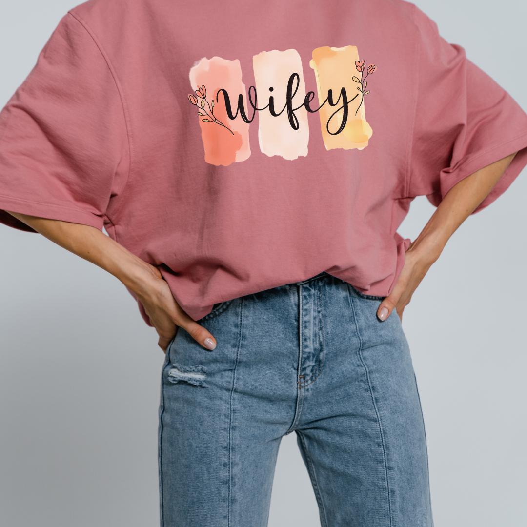 Wifey Sweatshirt Design: Watercolor Print PNG (Digital Download)