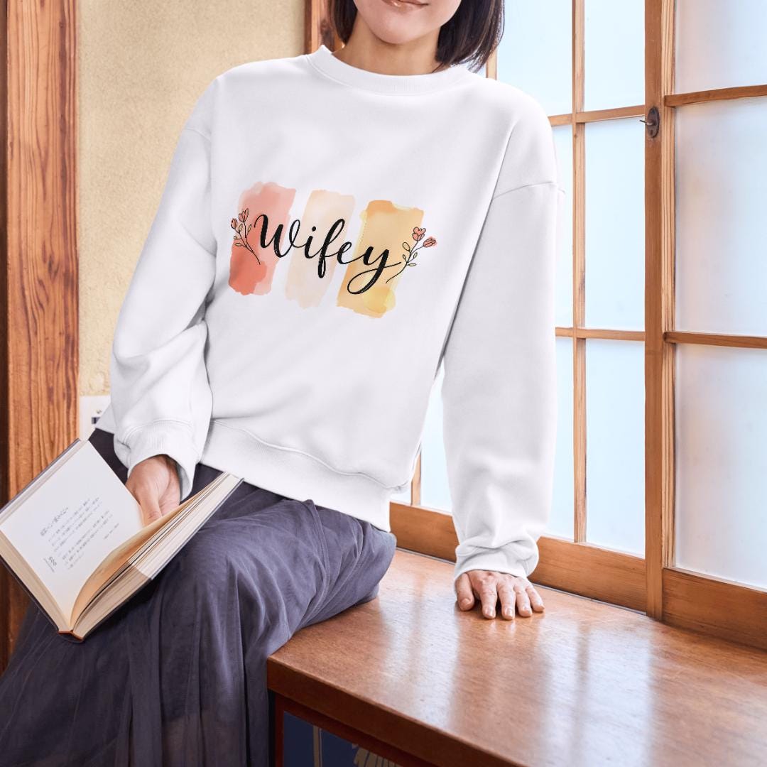 Wifey Sweatshirt Design: Watercolor Print PNG (Digital Download)