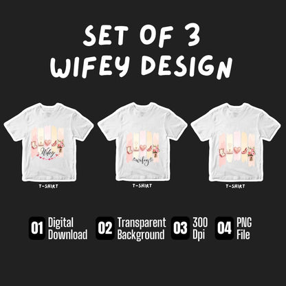 Wifey Sweatshirt PNG Design - Aesthetic Watercolor , Cute Wife Gift Idea, Bridal Shower Gift, Wedding Anniversary, Instant Digital Download