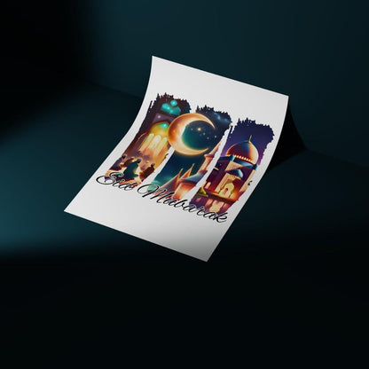 Eid Mubarak Brushstroke Design: Islamic Greeting PNG (Digital Download)