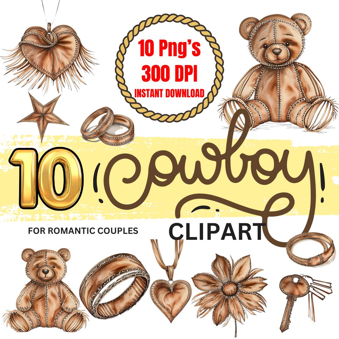 Western Cowboy Clipart: Romantic Couple Graphics (Digital Download)