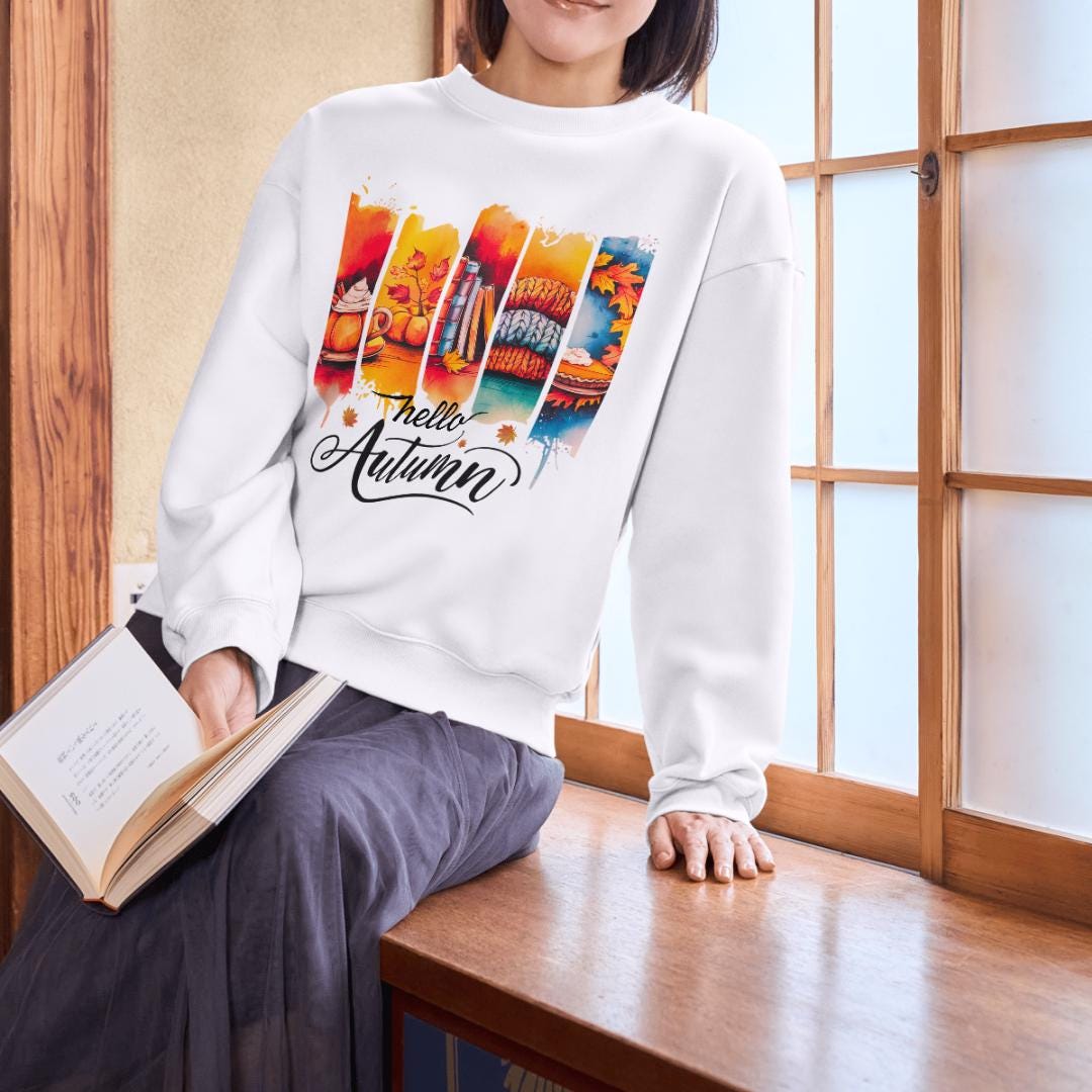 Hello Autumn T-shirt Design: Fall Graphic Art (Digital Download)