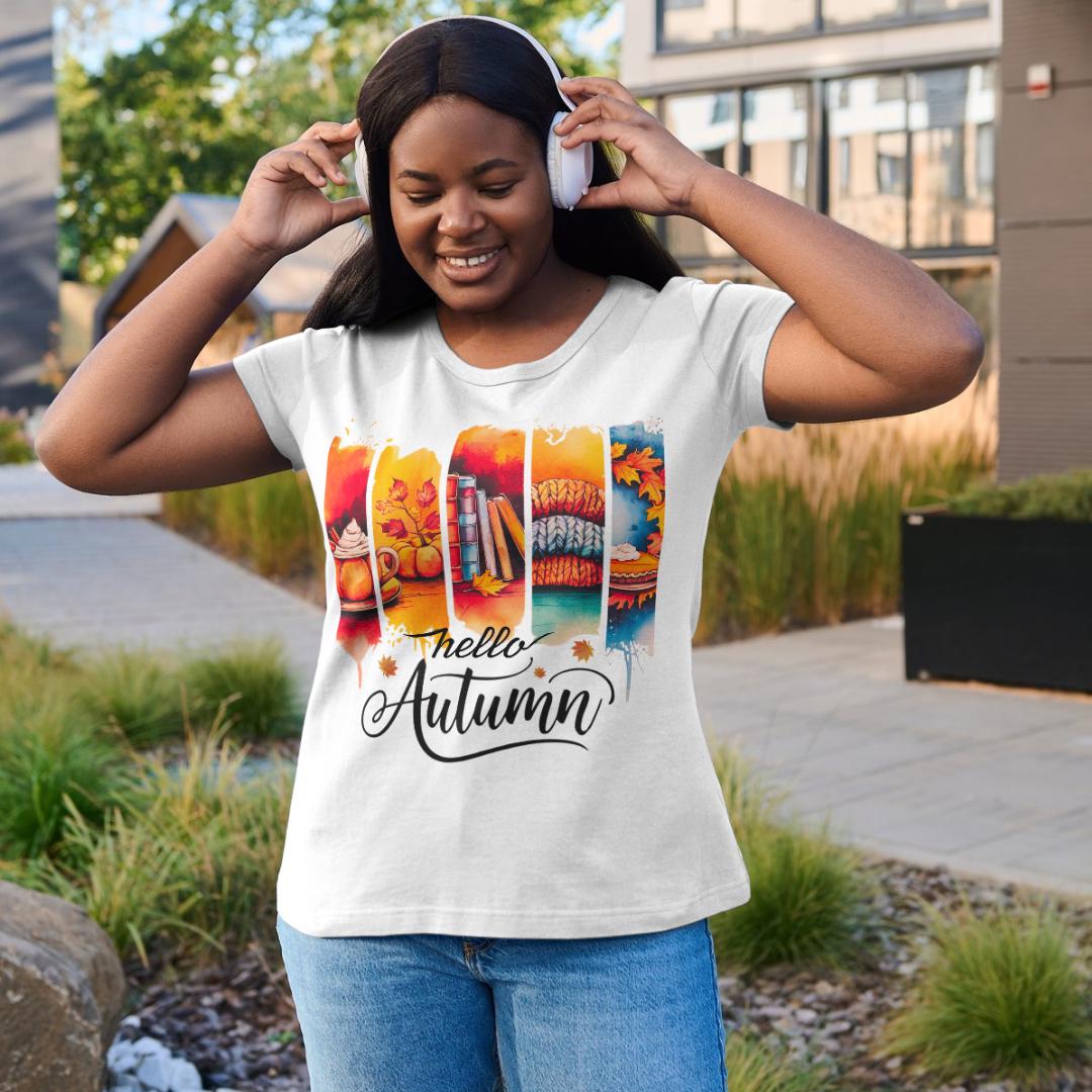 Hello Autumn T-shirt Design: Fall Graphic Art (Digital Download)