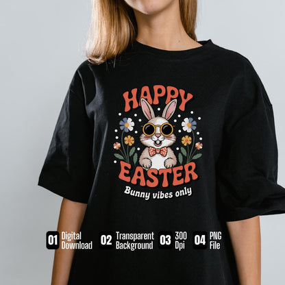 Retro Easter Bunny T-Shirt Design: Vintage Rabbit Graphic (Digital Download)