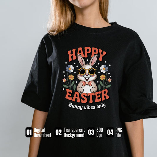Retro Easter Bunny T-Shirt Design: Vintage Rabbit Graphic (Digital Download)