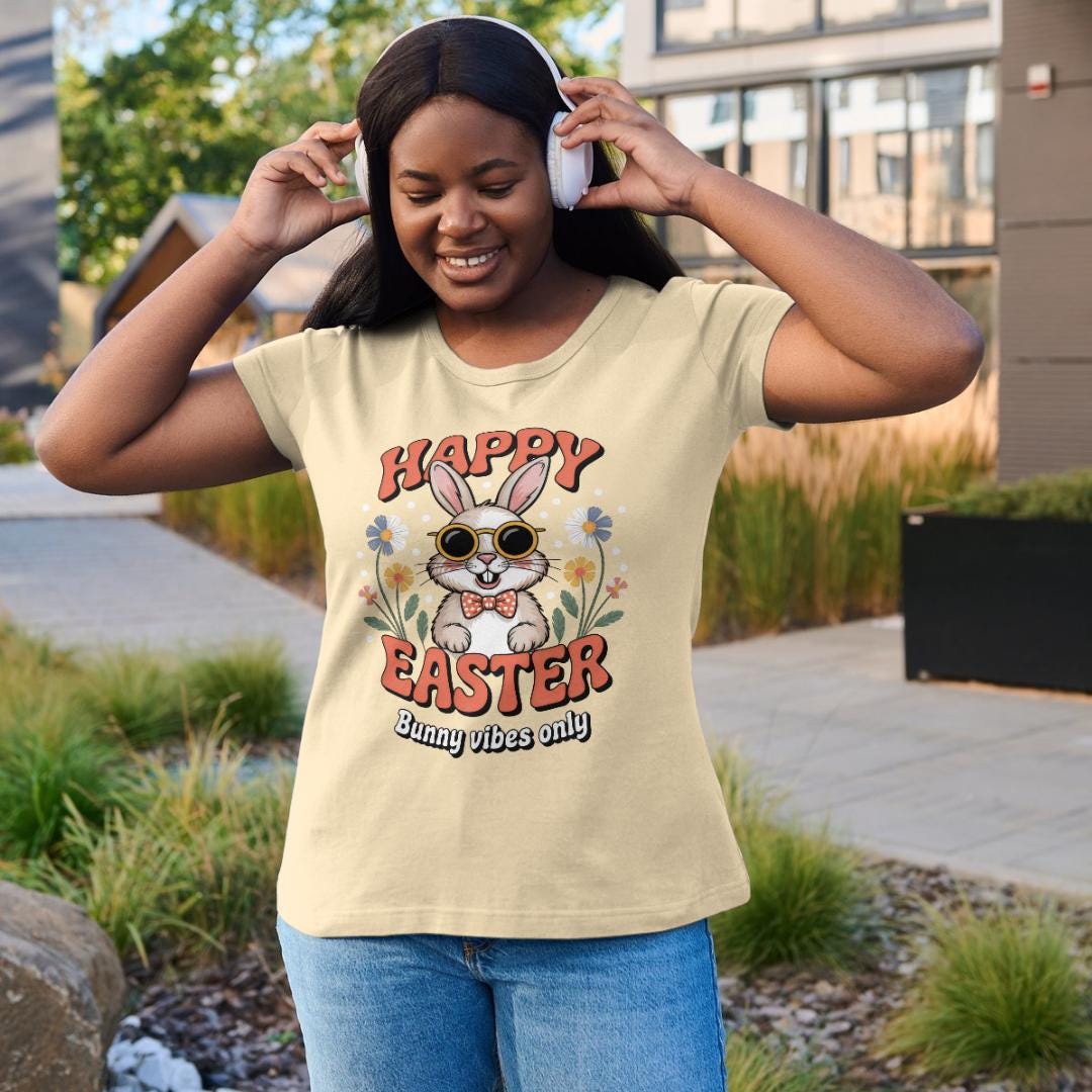Retro Easter Bunny T-Shirt Design: Vintage Rabbit Graphic (Digital Download)