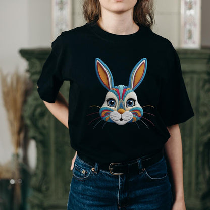 Retro Easter Bunny PNG: Vintage Faux Embroidery T-Shirt Design (Digital Download)