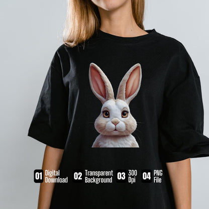 Hairy Bunny Easter T-Shirt Design: Retro Girly Art (PNG Digital Download)