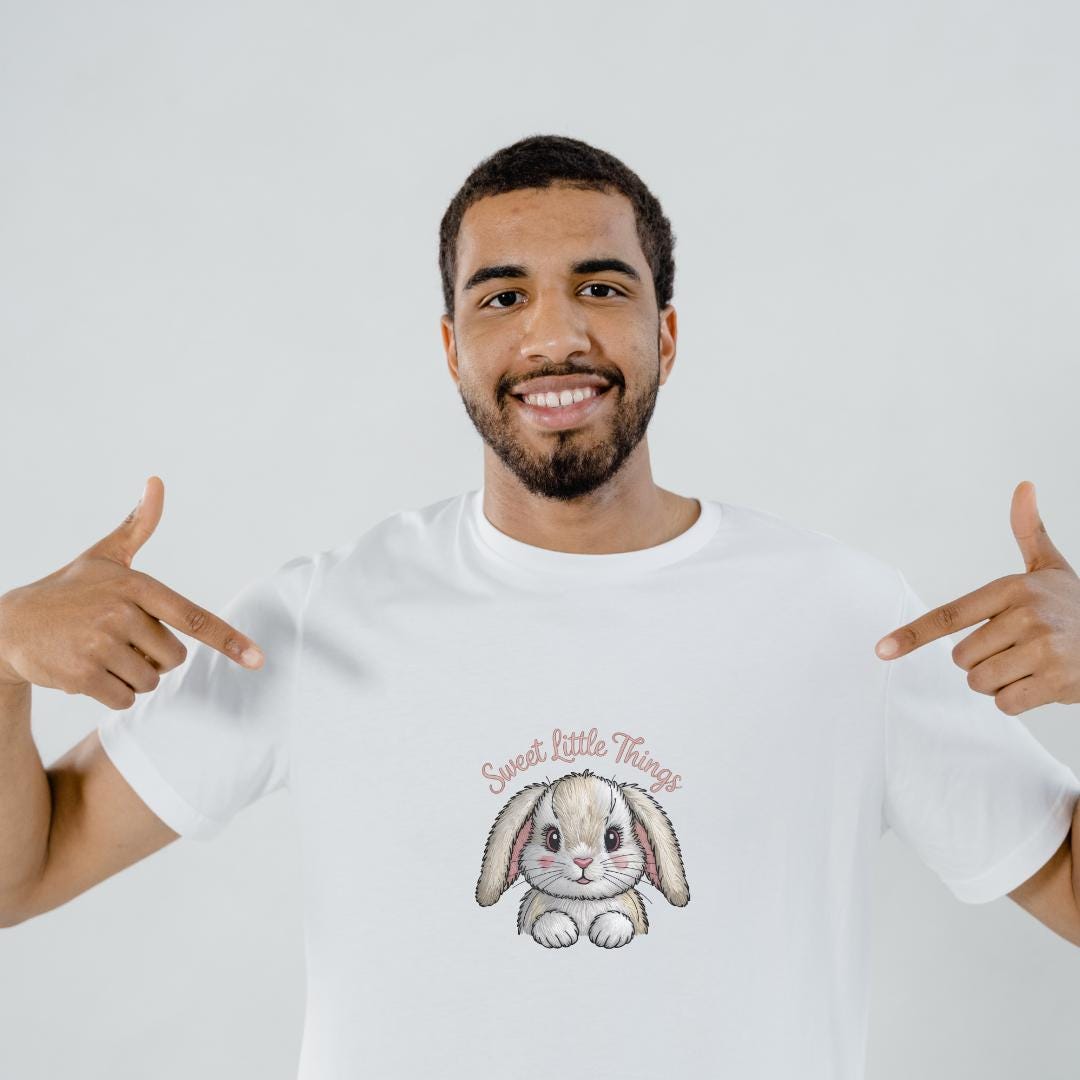 Retro Easter Bunny PNG: Embroidery-Style Graphic Tee (Digital Download)