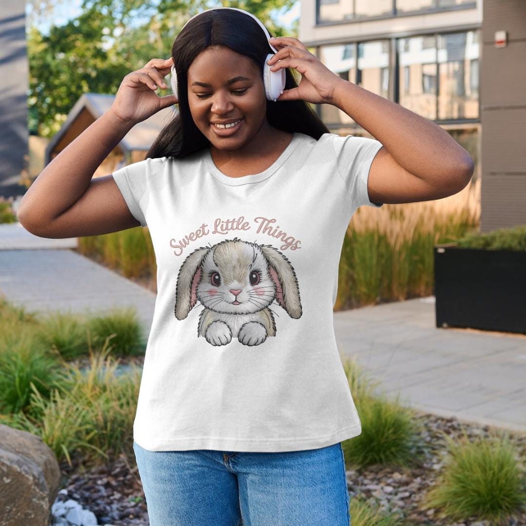 Retro Easter Bunny PNG: Embroidery-Style Graphic Tee (Digital Download)