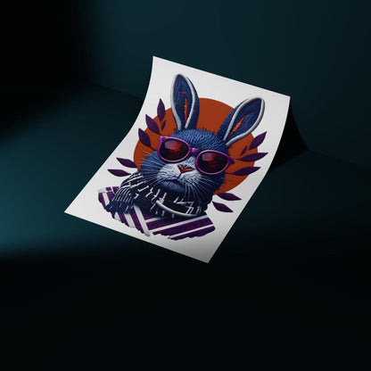 Retro Rabbit T-Shirt Design: Vintage Embroidery PNG (Digital Download)