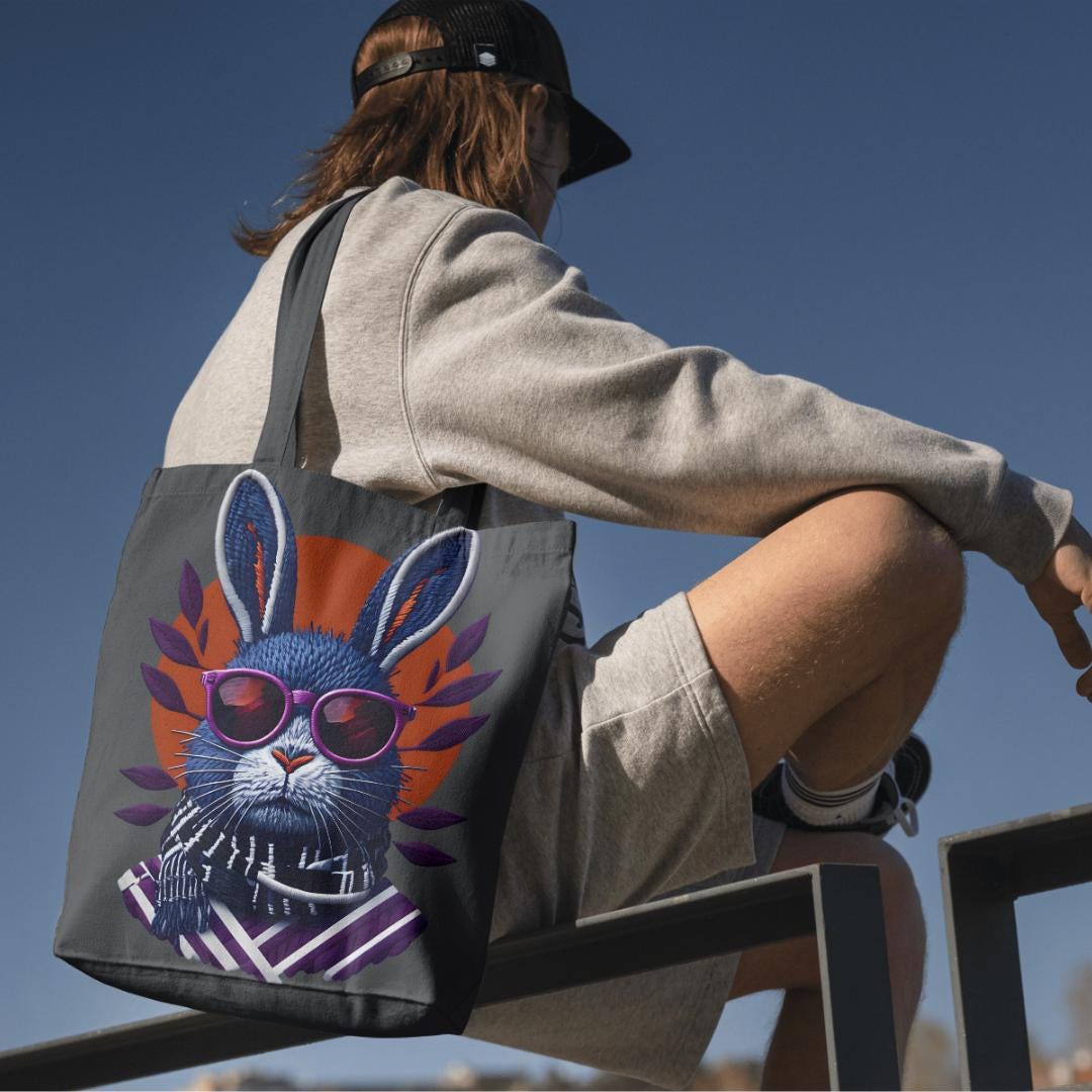 Retro Rabbit T-Shirt Design: Vintage Embroidery PNG (Digital Download)