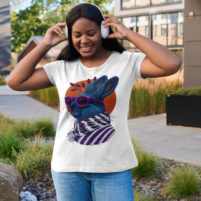 Retro Rabbit Embroidery PNG: Vintage T-Shirt Design (Digital Download)