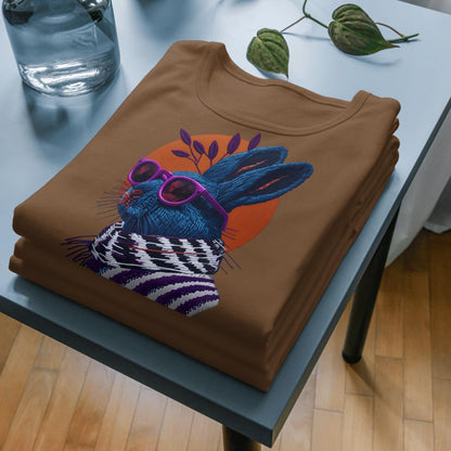 Retro Rabbit Embroidery PNG: Vintage T-Shirt Design (Digital Download)