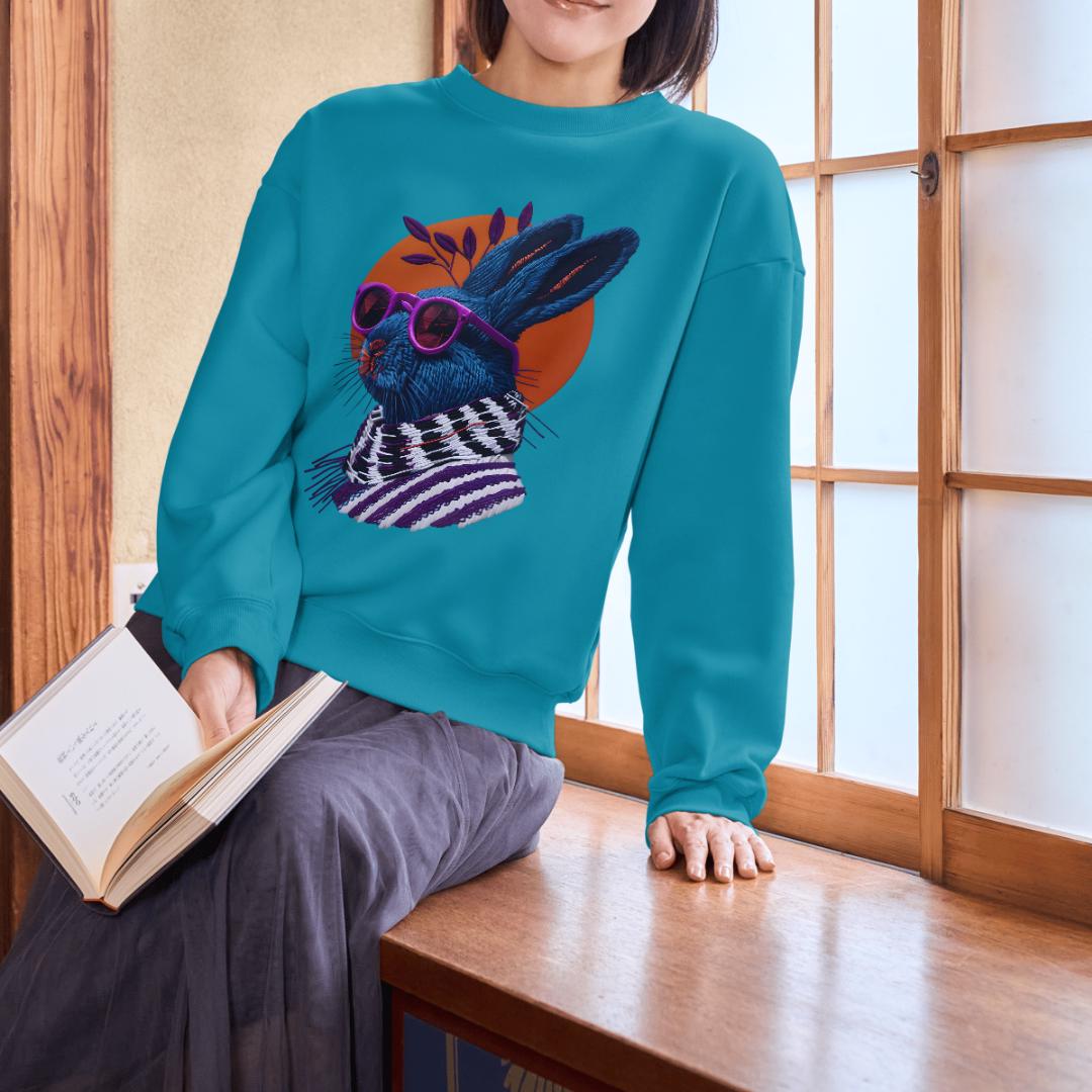 Retro Rabbit Embroidery PNG: Vintage T-Shirt Design (Digital Download)