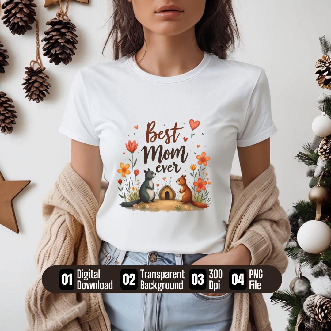 Best Mom Ever T-Shirt Design | Heartwarming Mother's Day Gift | Trendy Mom PNG File | 300 DPI High Quality | Instant Digital Download