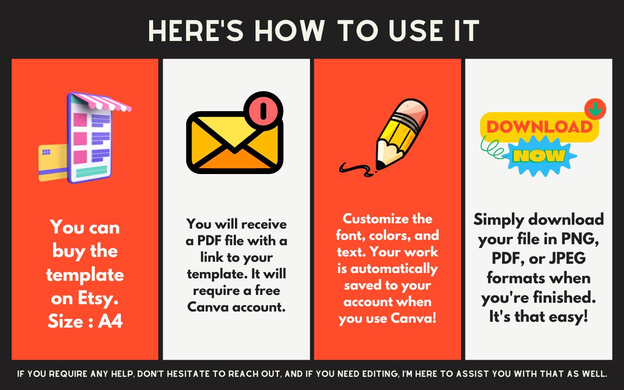 Minimalist Floral Wedding Invitation Template: Black & White Canva Design (Digital Download)