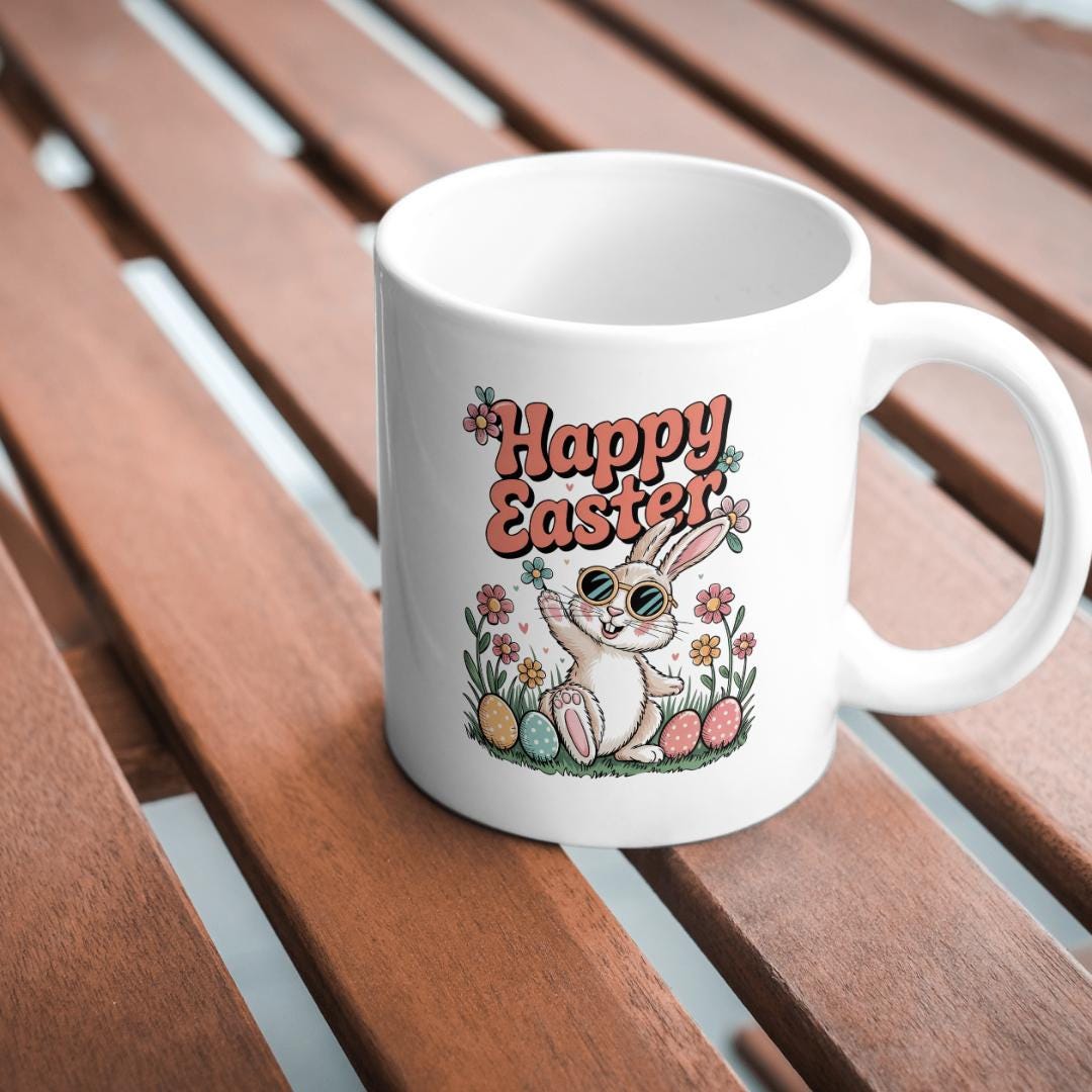 Retro Easter Bunny PNG: Vintage Sunglasses Design (Digital Download)