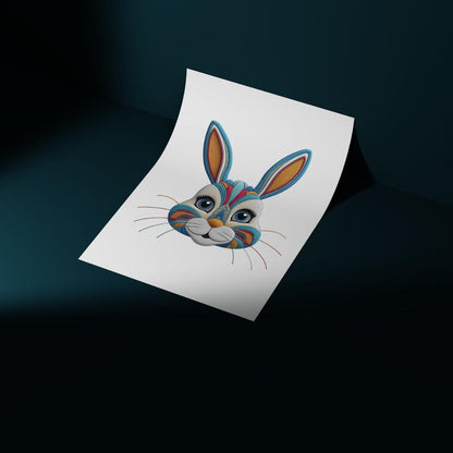 Retro Easter Bunny PNG: Vintage Faux Embroidery T-Shirt Design (Digital Download)