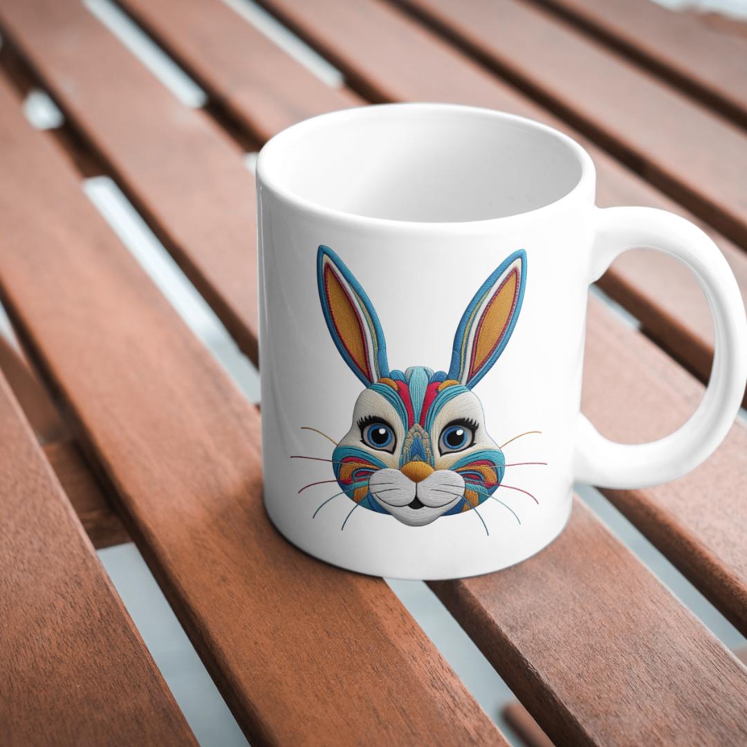 Retro Easter Bunny PNG: Vintage Faux Embroidery T-Shirt Design (Digital Download)