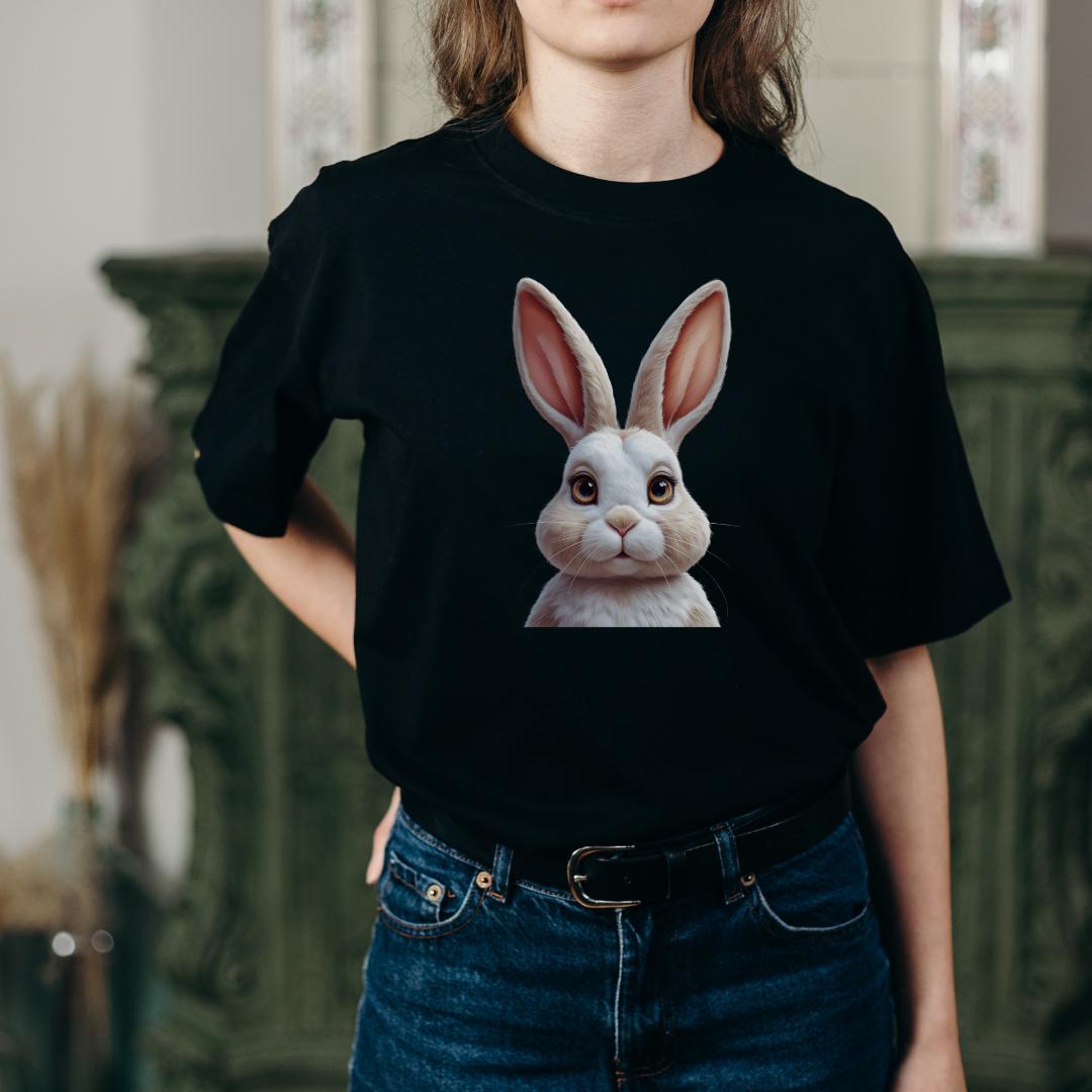 Hairy Bunny Easter T-Shirt Design: Retro Girly Art (PNG Digital Download)