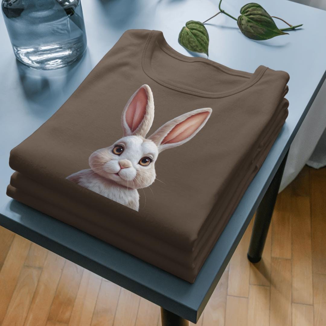 Hairy Bunny Easter T-Shirt Design: Retro Girly Art (PNG Digital Download)