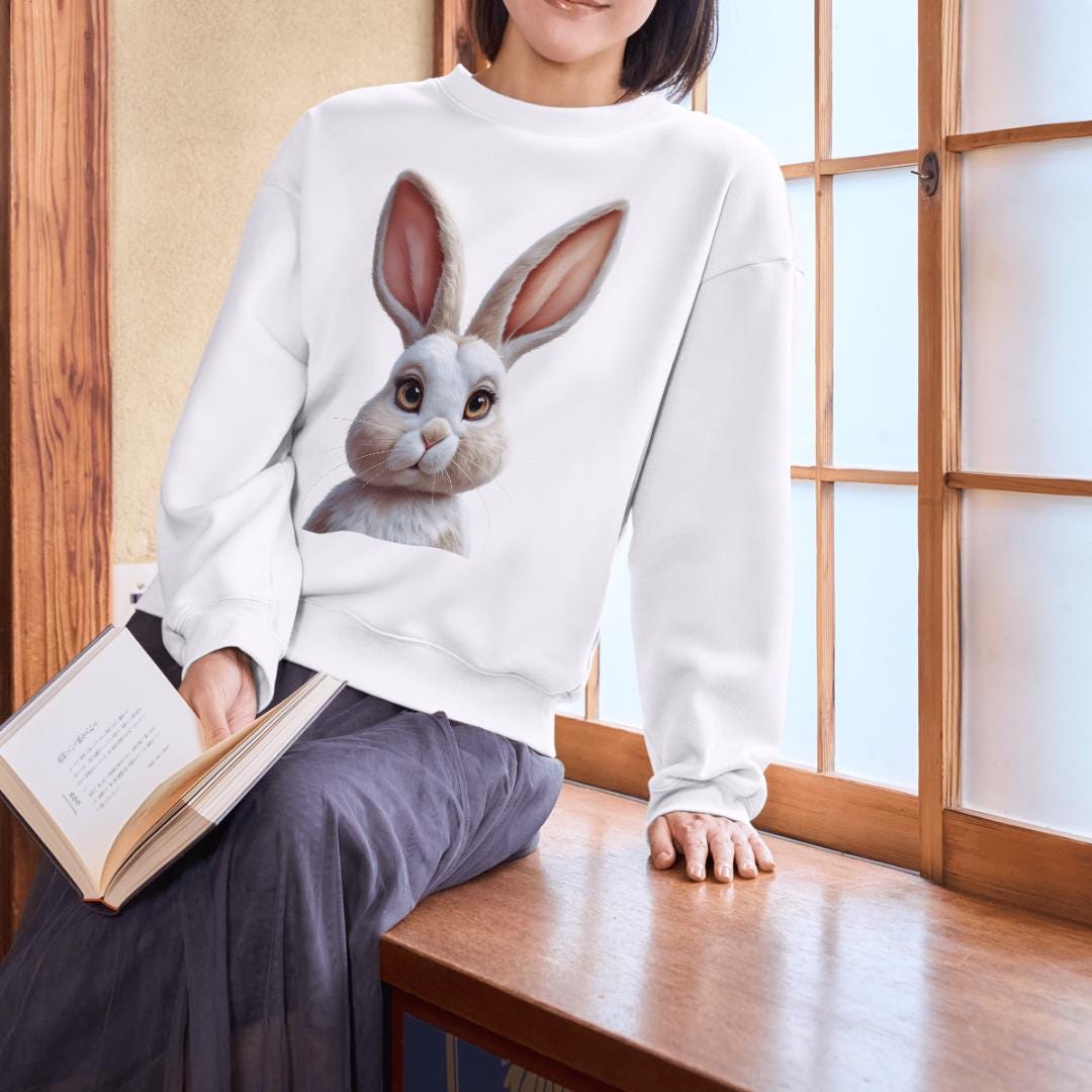 Hairy Bunny Easter T-Shirt Design: Retro Girly Art (PNG Digital Download)