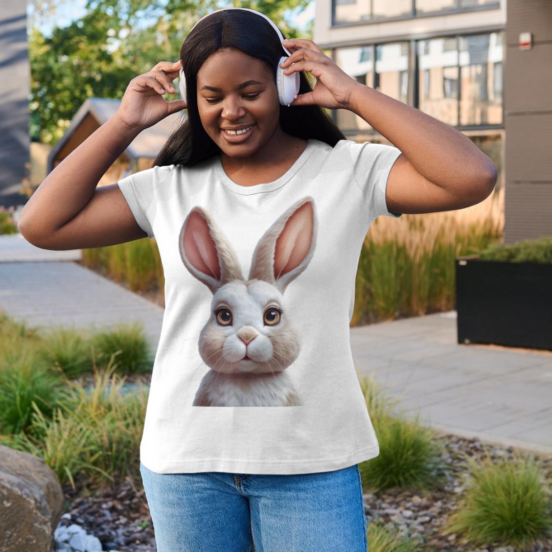 Hairy Bunny Easter T-Shirt Design: Retro Girly Art (PNG Digital Download)