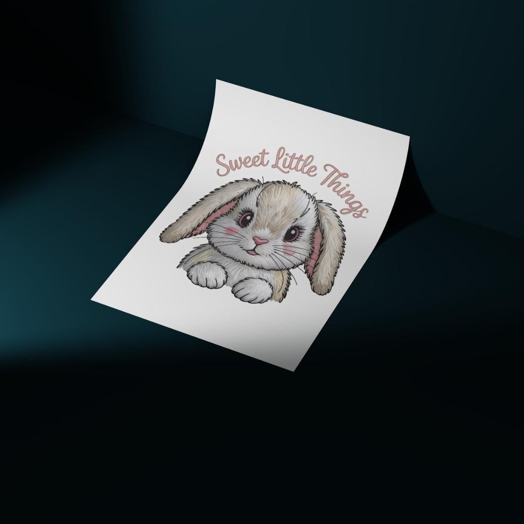 Retro Easter Bunny PNG: Embroidery-Style Graphic Tee (Digital Download)