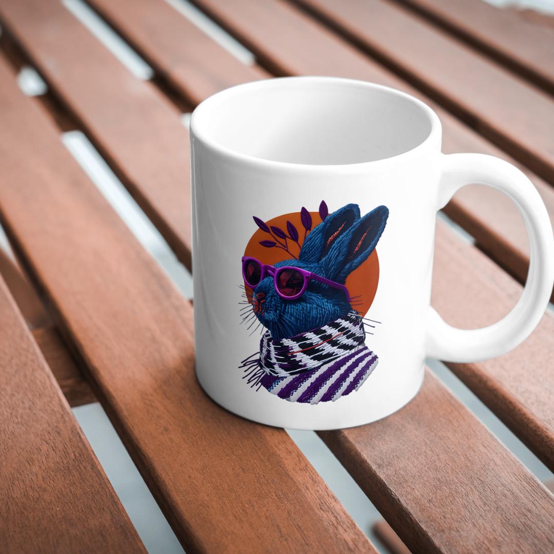 Retro Rabbit Embroidery PNG: Vintage T-Shirt Design (Digital Download)