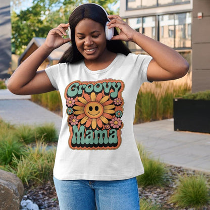 Groovy Mama T-Shirt Design: 70s Retro Flower Power PNG (Digital Download)