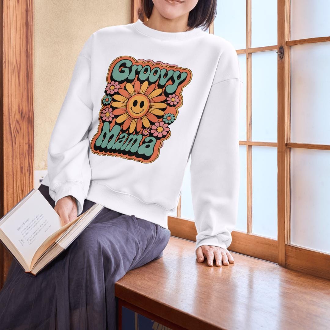 Groovy Mama T-Shirt Design: 70s Retro Flower Power PNG (Digital Download)