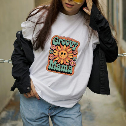 Groovy Mama T-Shirt Design: 70s Retro Flower Power PNG (Digital Download)