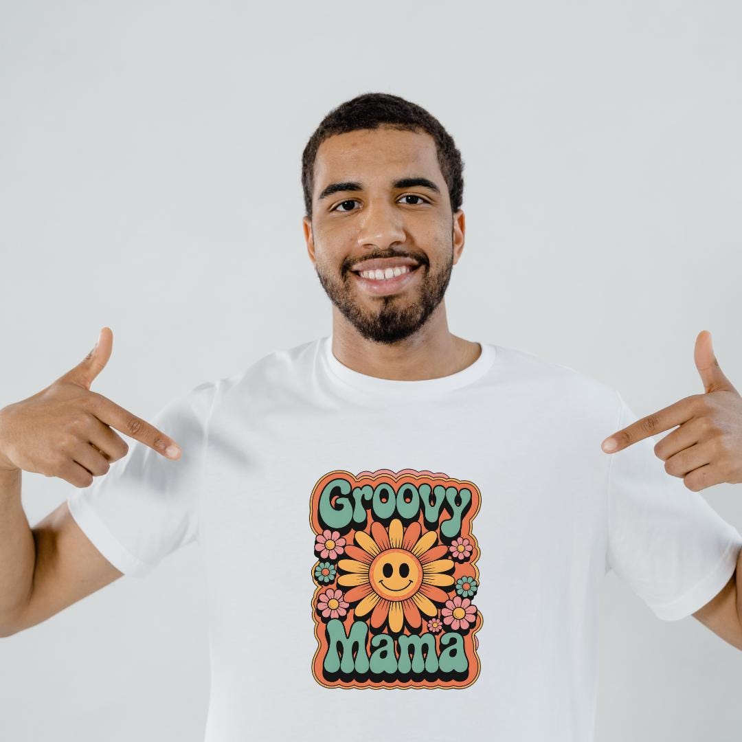 Groovy Mama T-Shirt Design: 70s Retro Flower Power PNG (Digital Download)
