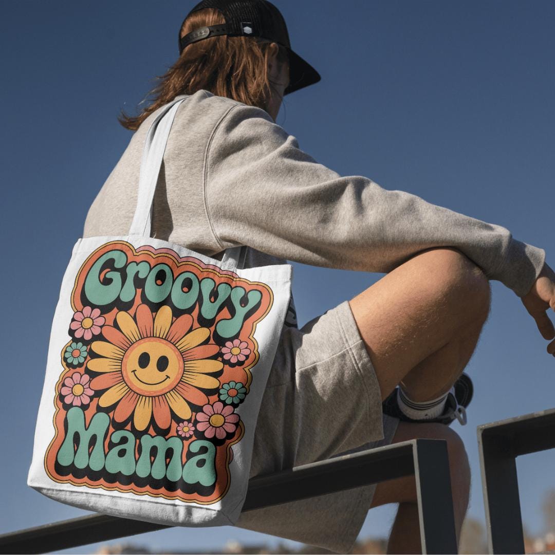 Groovy Mama T-Shirt Design: 70s Retro Flower Power PNG (Digital Download)