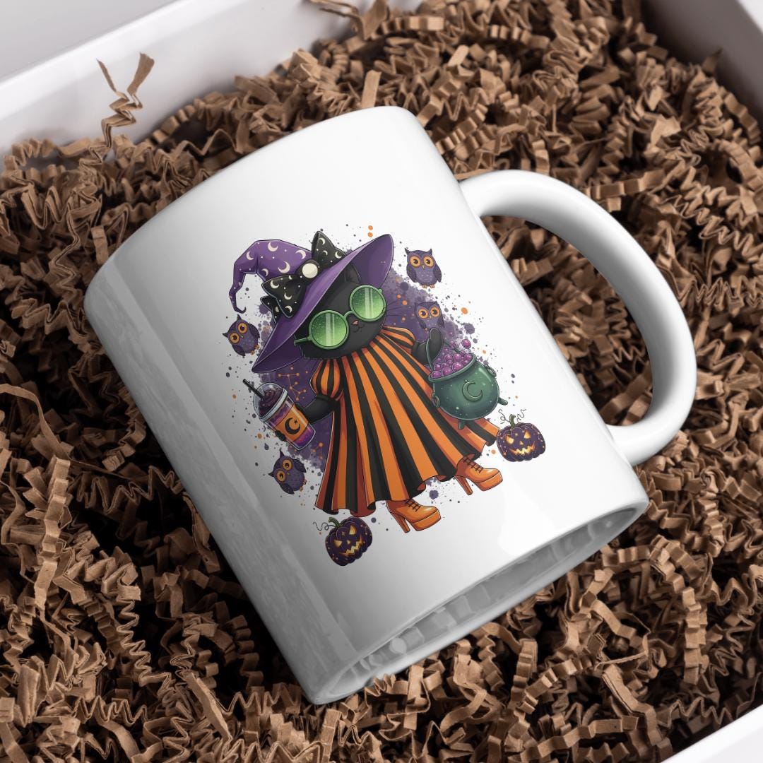 Cute Halloween Witch Sublimation PNG | Spooky Girl with Cauldron & Pumpkins | Digital Download | Halloween Shirt Design | 300 DPI