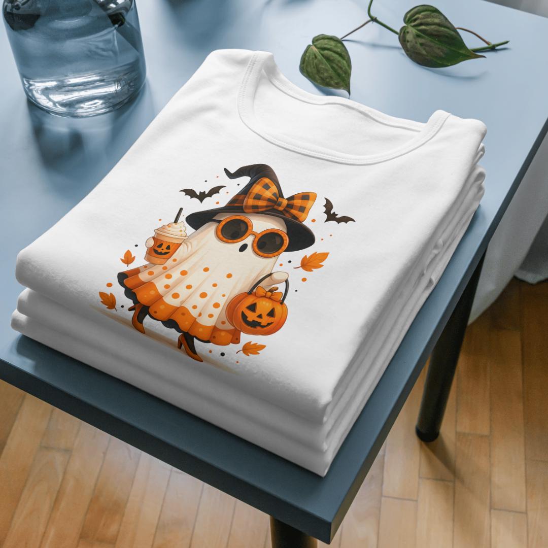 Cute Halloween Ghost PNG | Spooky Witch Ghost Clipart | Fall Pumpkin Digital Download | Halloween Shirt Sublimation Design | 300 DPI PNG