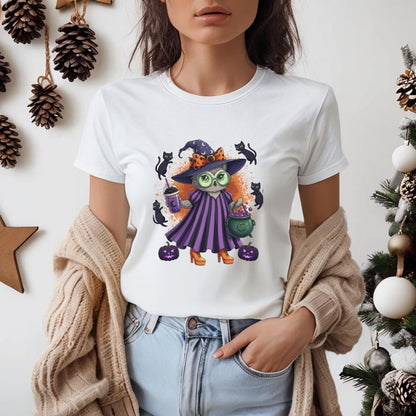 Cute Witch Cat Halloween PNG | Kawaii Witch Cat Clipart | Spooky Fall Cat with Cauldron Digital Download | Halloween Sublimation PNG